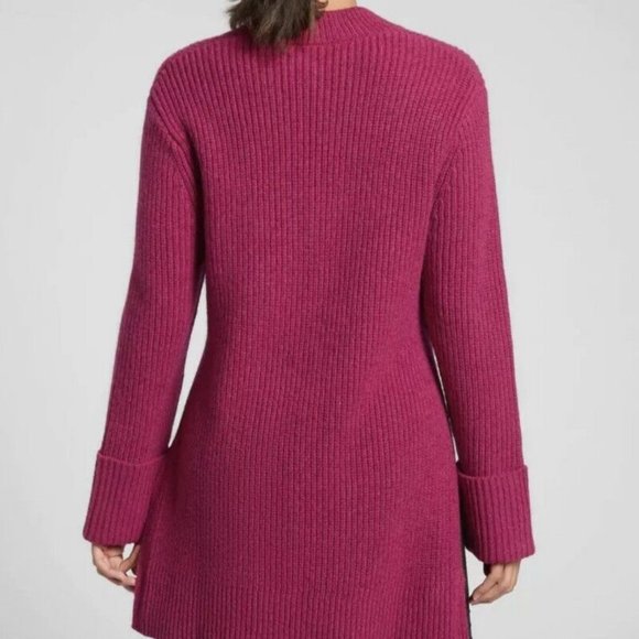 Athleta Shasta V Neck Sweater Hi Low 632081 SMALL FUSCHIA - VERY OVERSIZED - Picture 3 of 7